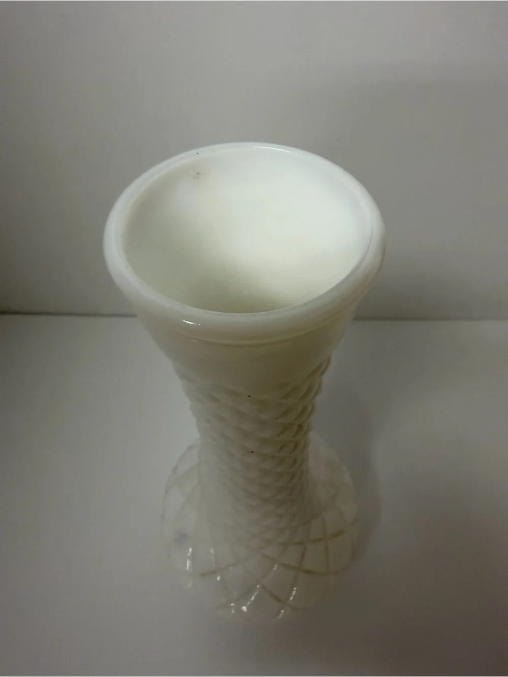 Milk Glass Diamond-Pattern Bud Vase - White